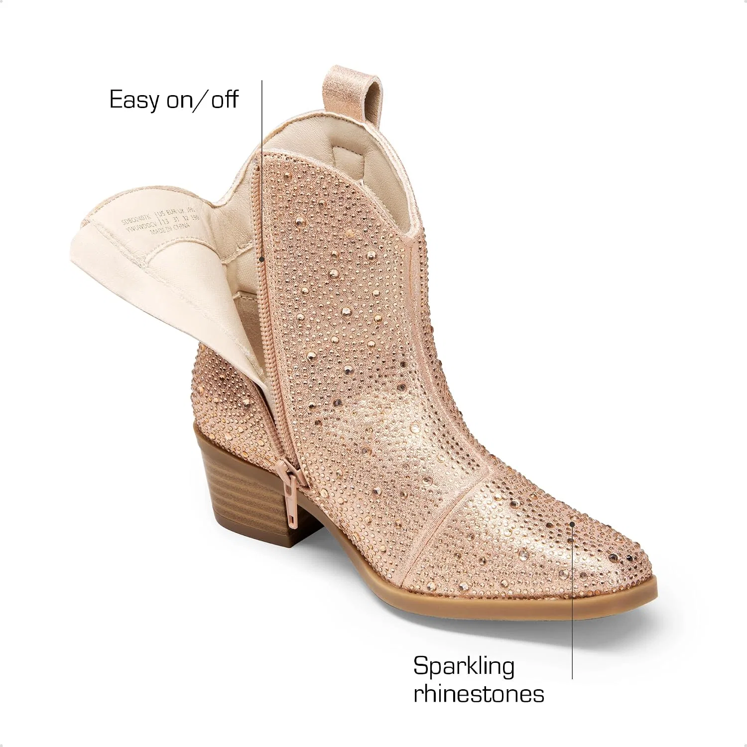 Детские сапоги для девочек с блестками Cowgirl Cowboy Sparkle DREAM PAIRS, Champagne — фото 4