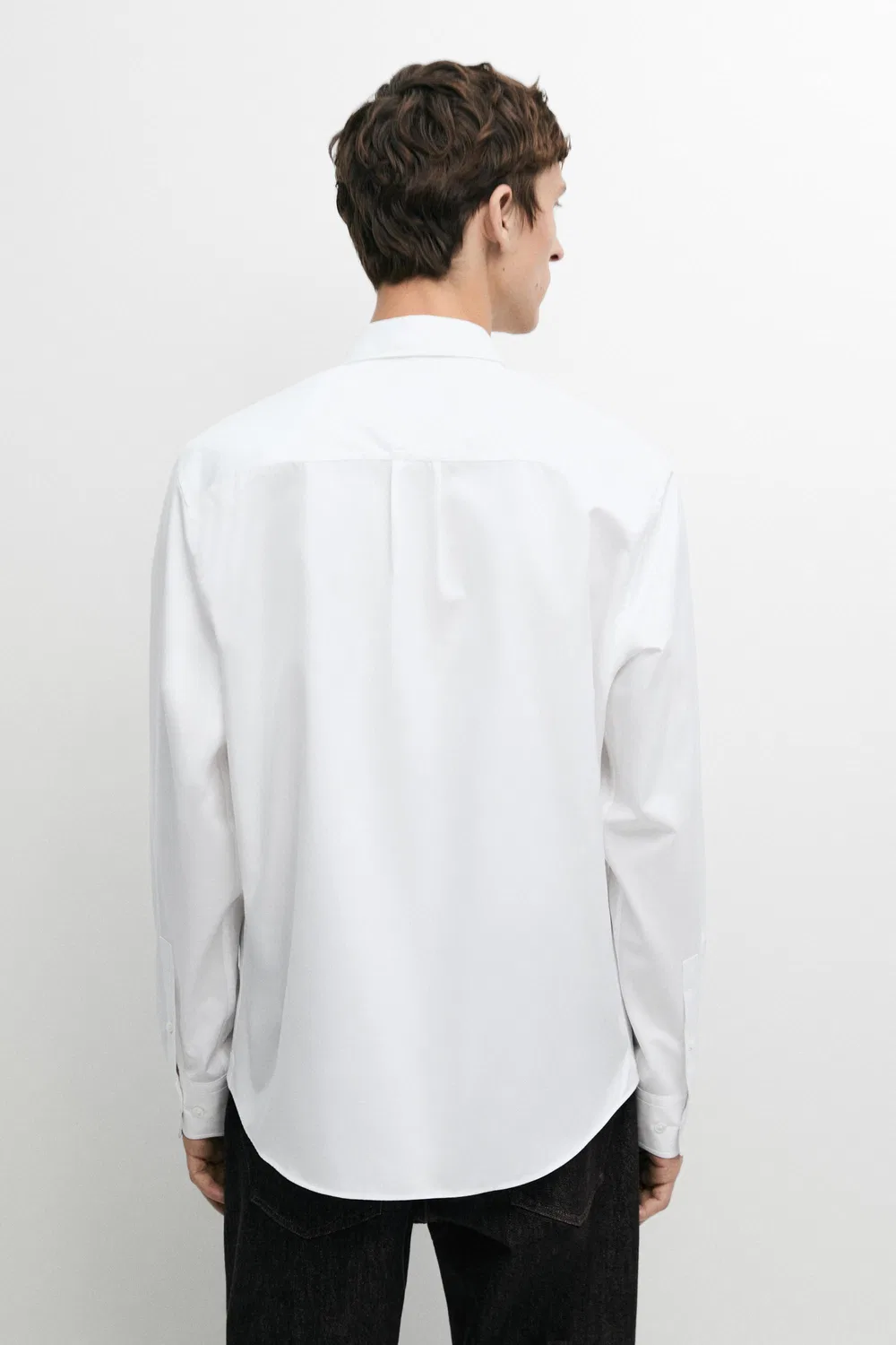 Рубашка Massimo Dutti, из поплина, белый — фото 3