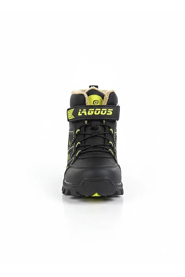 Детские ботинки для мальчиков и девочек с мехом Lagoos Sport, Black-Neon Yellow — фото 3