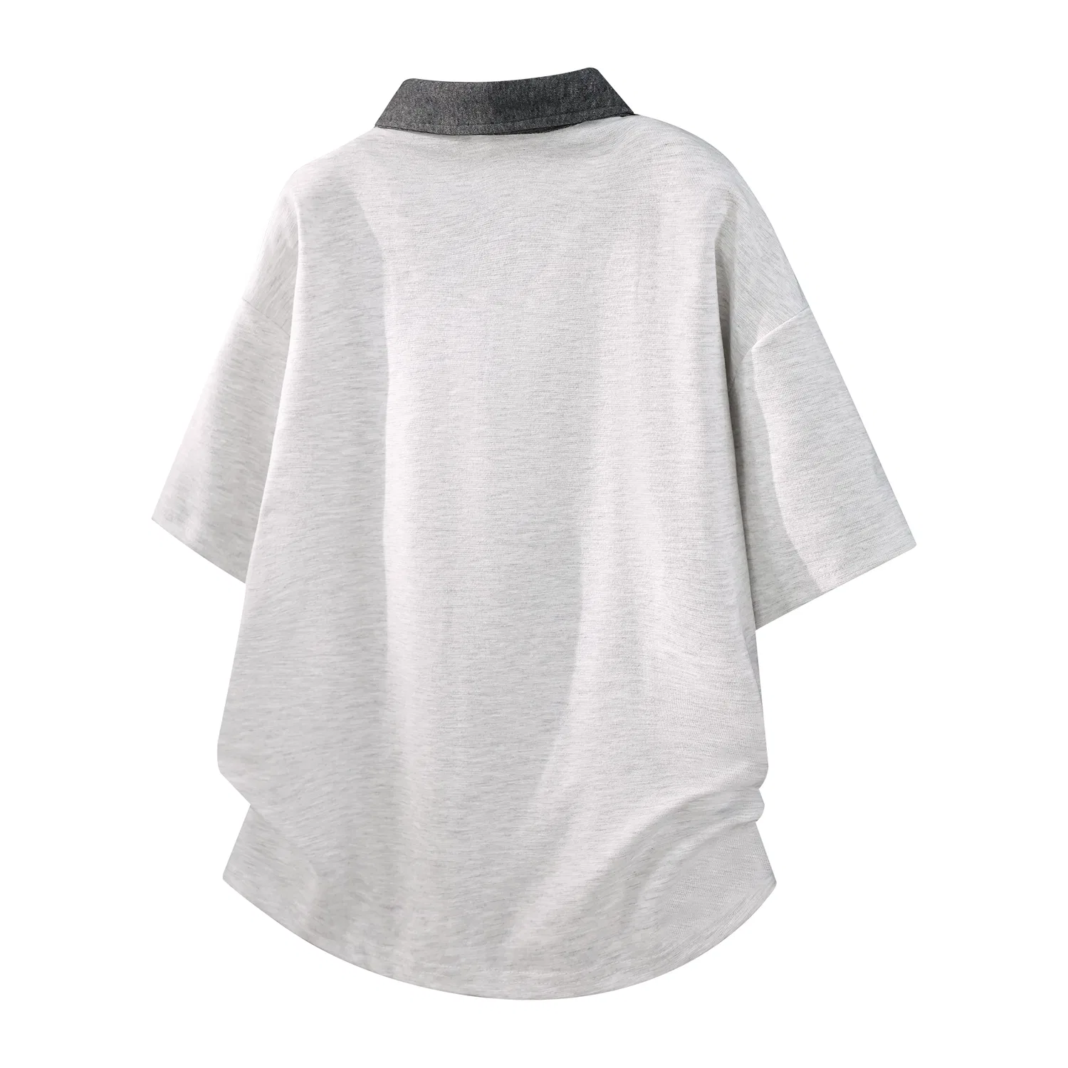 Детское поло с воротником и нашивкой, Polo Shirts Unisex Lapel Thin Mock Two Piece, WARRIOR, White Gray — фото 3