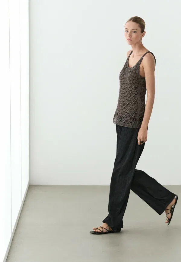 Топ из вискозы Massimo Dutti, khaki, хаки — фото 4
