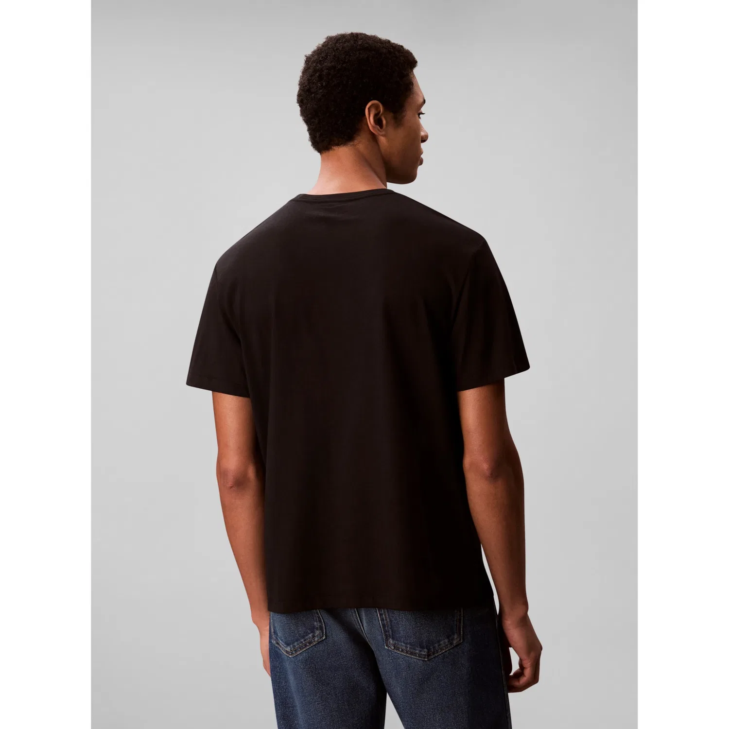 Мужская хлопковая футболка с круглым вырезом Calvin Klein, Black — фото 2