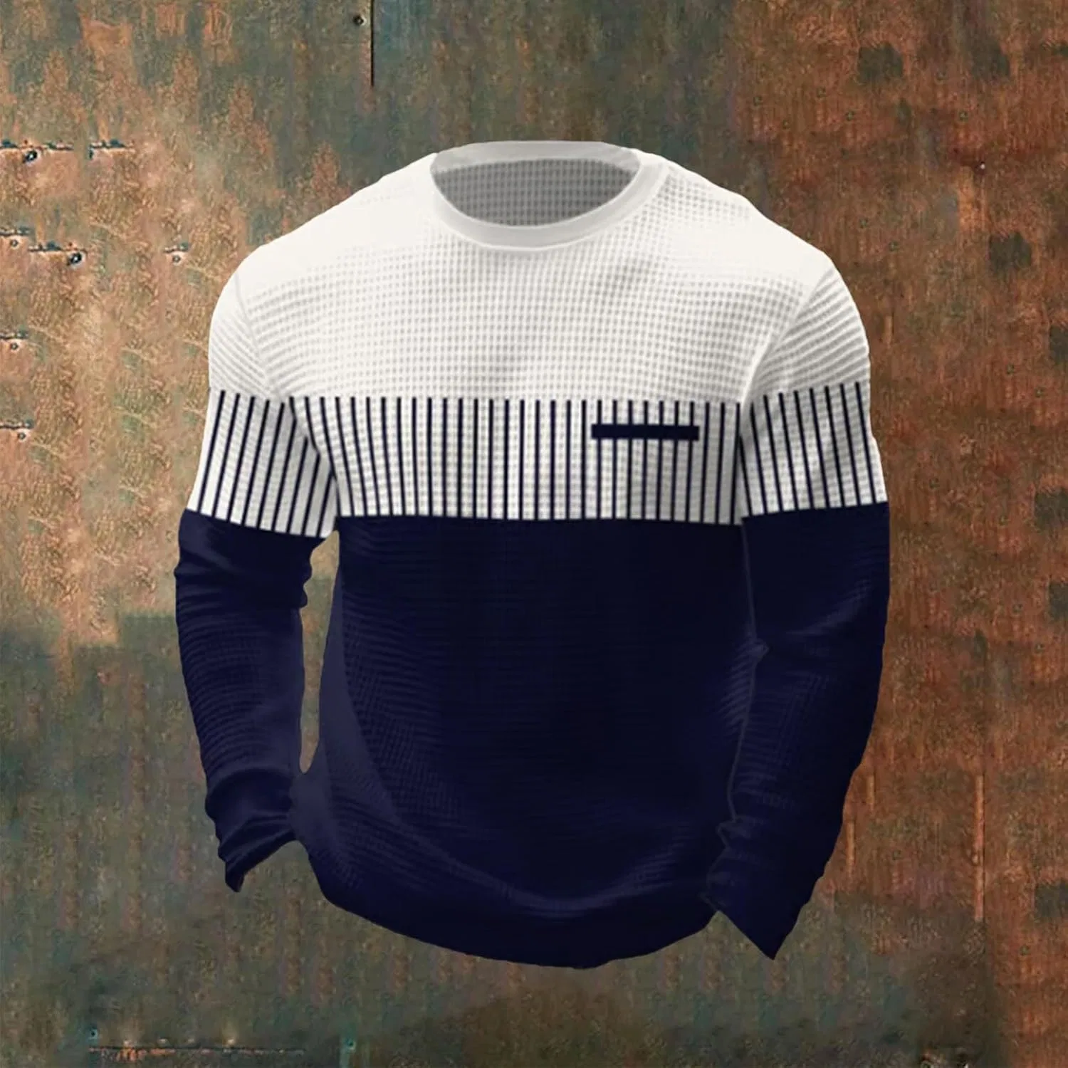 Мужская футболка с длинным рукавом в полоску Regular Fit, Blue — фото 2