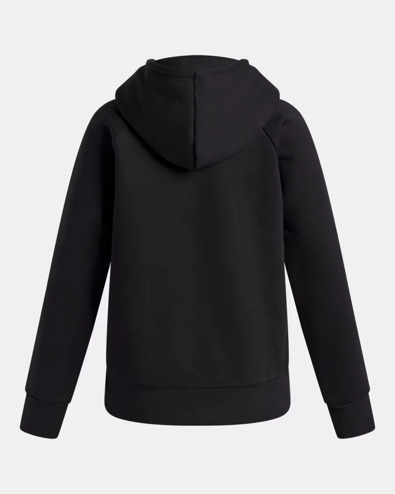 Худи для девочек с крупным принтом-логотипом UA Rival Fleece Big Logo Print Fill UnderArmour, Black/White — фото 2