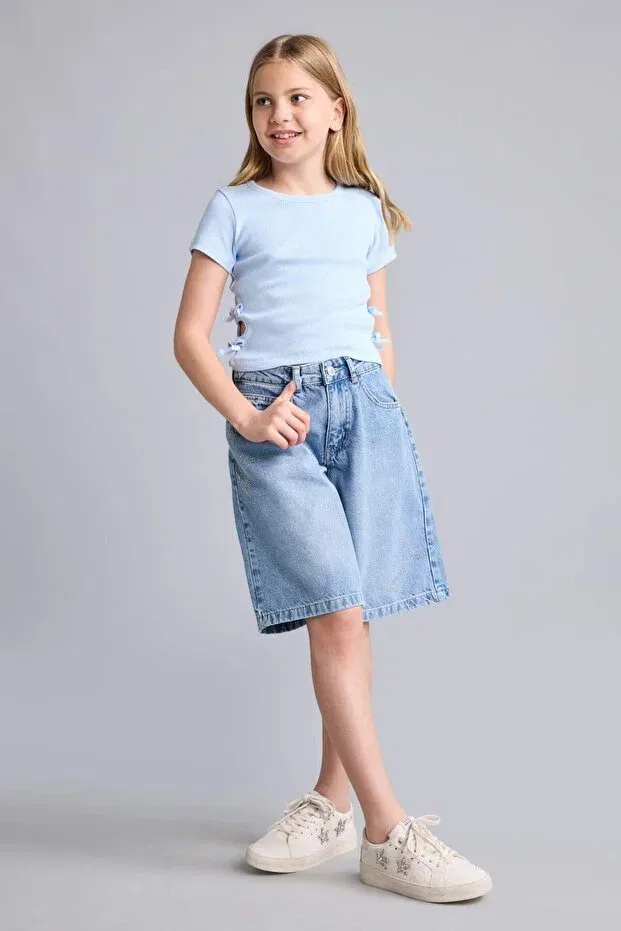 Детские шорты для девочек джинсовые Regular fit Defacto, Blue Nm28 — фото 2