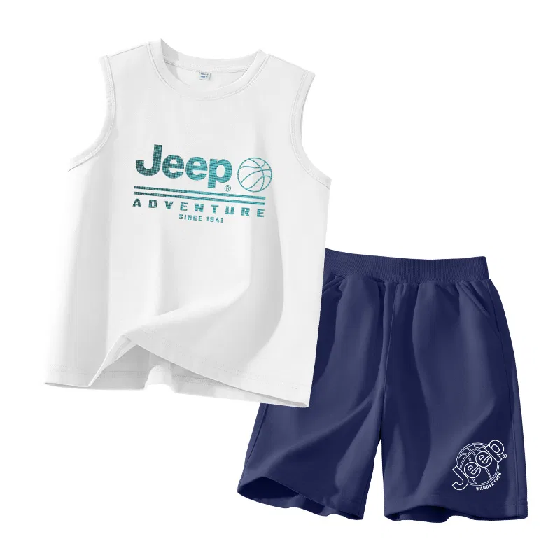 Детский спортивный костюм с принтом Basketball Cut-Out Lower Left K Jeep, White/E Polka Dot Blue-Blue/E