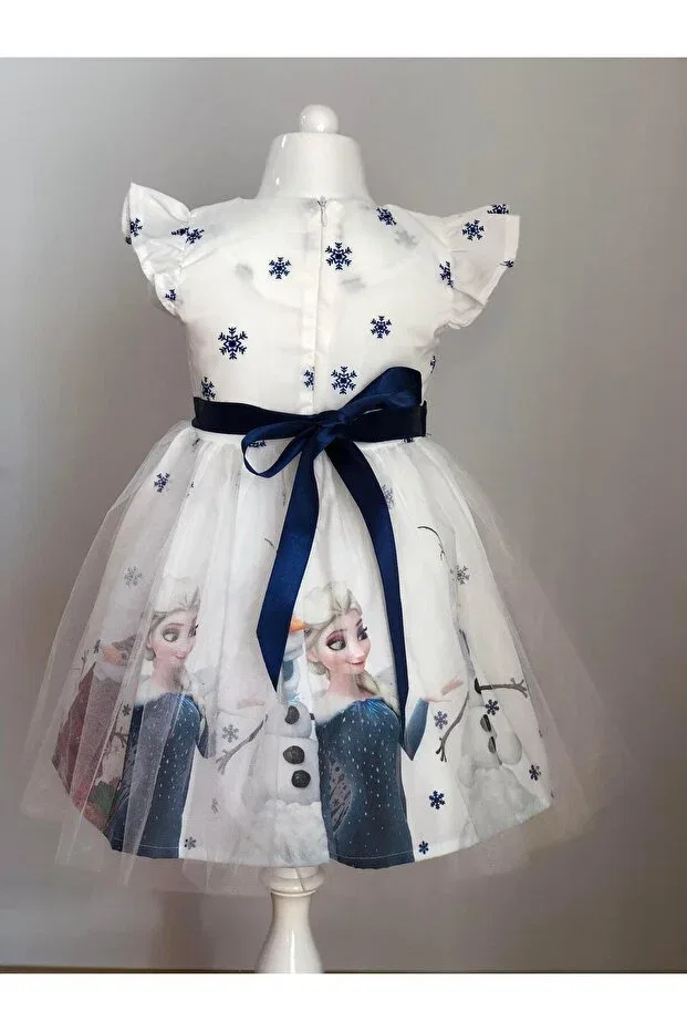 Детское платье для девочек с принтом Character printed girls' party dress Buse&Eylül Bebe, White — фото 2
