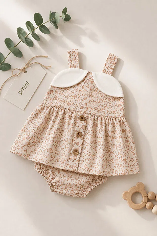 Детское платье для девочек с принтом Leopard patterned bandana romper baby dress Pmini, Leopard