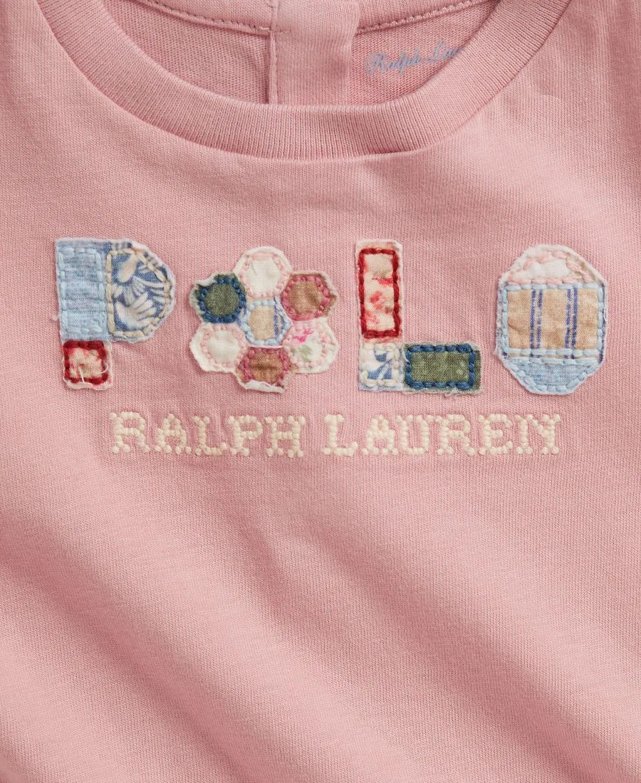 Детский комбинезон-боди с патчворк-принтом Polo Ralph Lauren, Adirondack Rose — фото 3