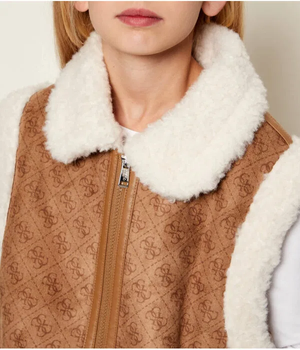 Детское пальто без рукавов Regular Fit Shearling Guess, коричневый — фото 4