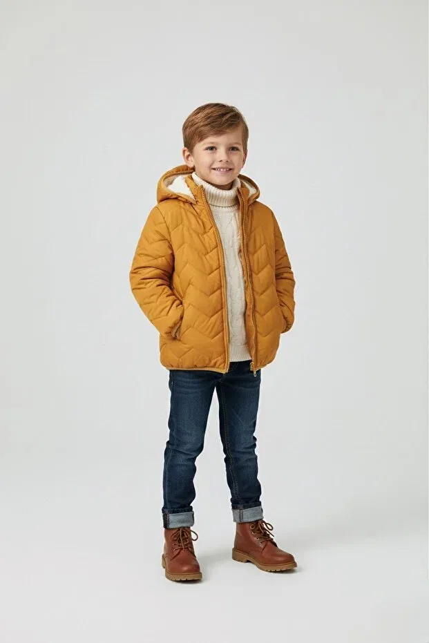 Детское пальто для девочек стеганое My little one's skin-friendly Minigimin Cicileri, Mustard