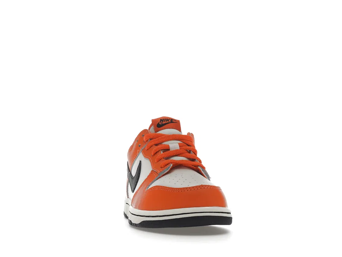 Детские кроссовки с лакированной кожи Nike Dunk Low Patent (2022) (PS) Nike, Orange/White/Black — фото 2