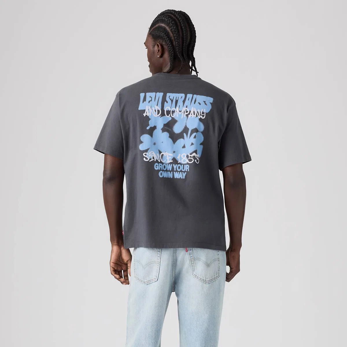 Винтажная футболка с графическим принтом Levi's, Grow Your Own Way Grey Pinstripe - Grey — фото 4