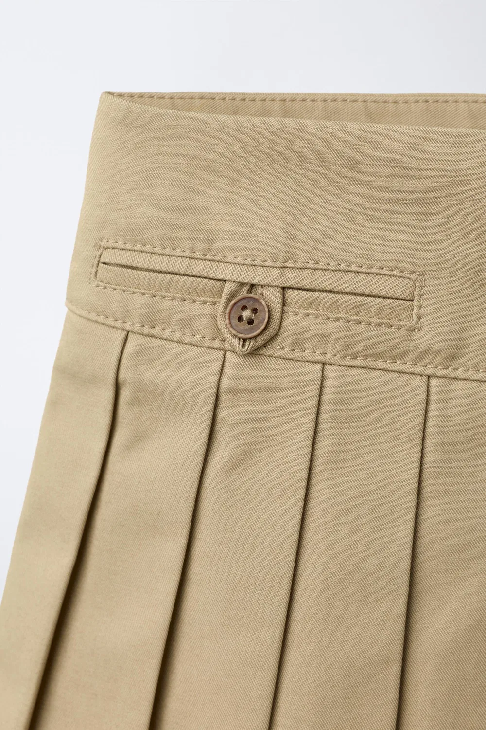 Однотонная плиссированная юбка-шорты ZARA, Light camel — фото 3