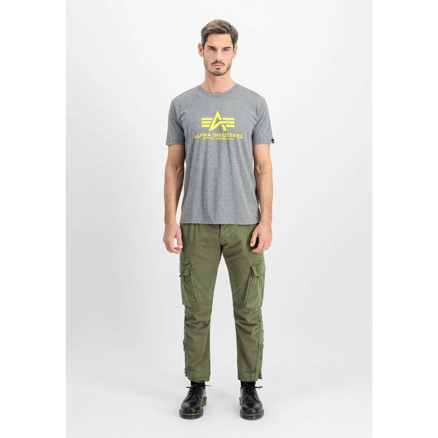 Детская хлопковая футболка Regular Fit Alpha Industries, Charcoal Heather — фото 3