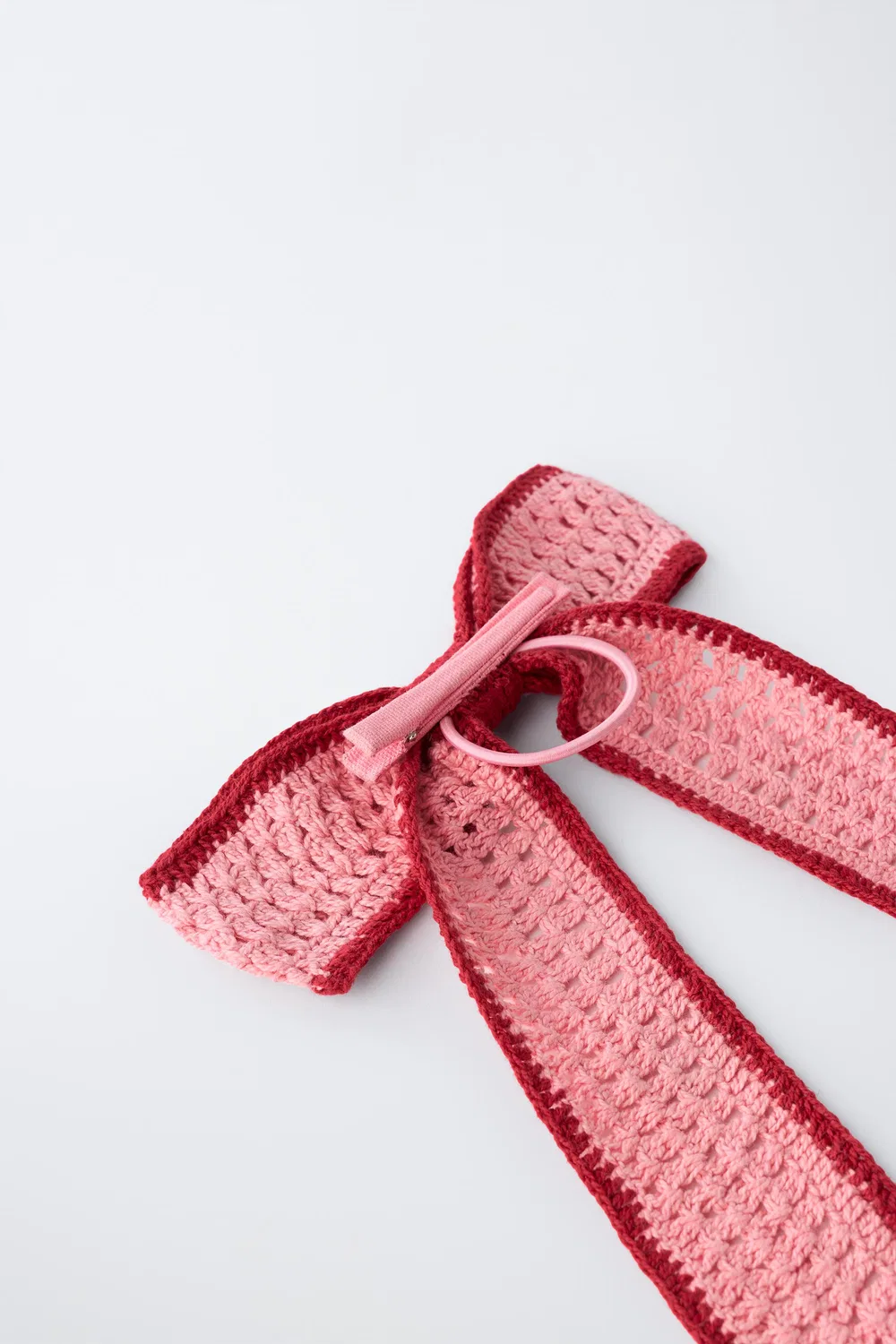 Вязаная резинка для волос в виде бантика со скользящим креплением ZARA, Pink — фото 3