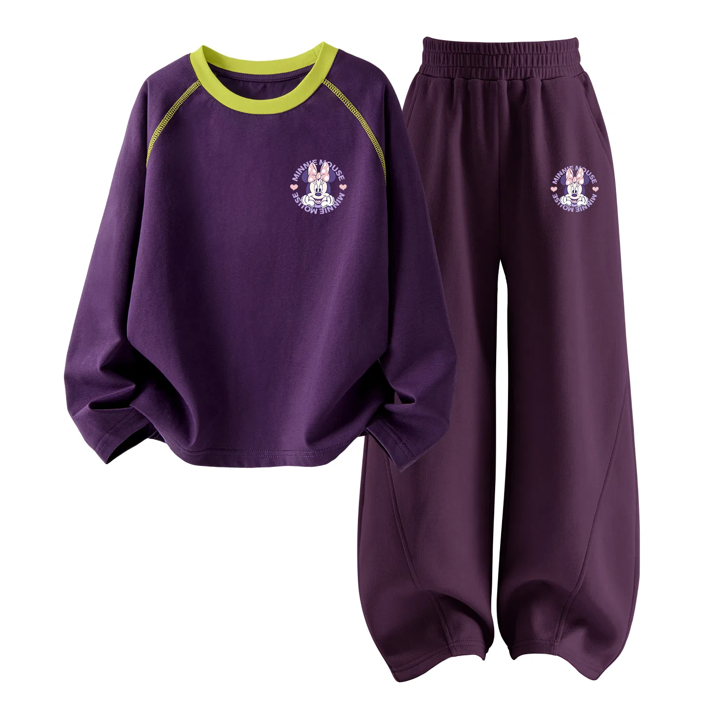 Детский спортивный костюм в стиле колледж Disney, Цвет DiZ Happy K Mulberry Purple+DiZ Happy K Berry Dark Reddish Purple