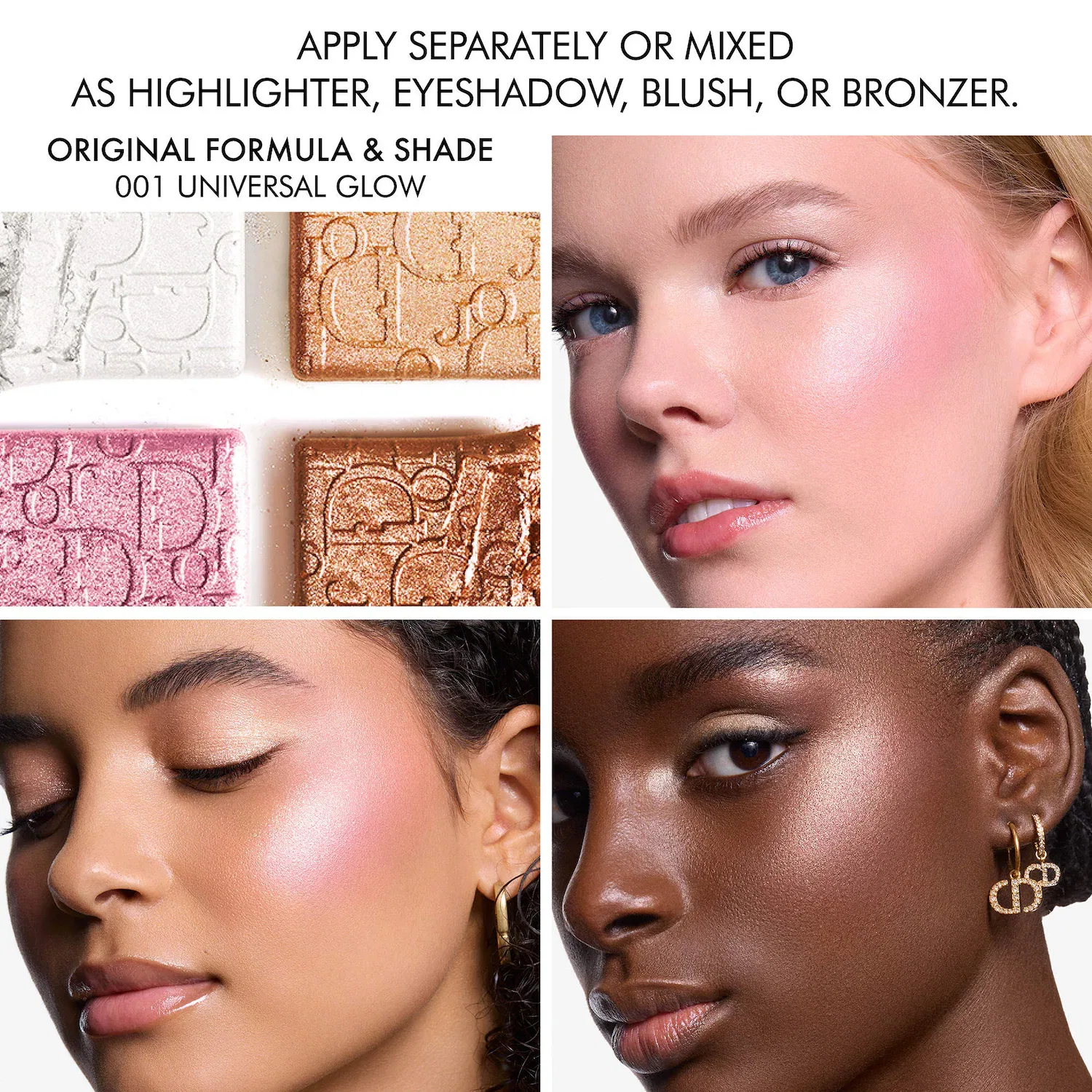 Палетка хайлайтеров 10 г DIOR Backstage Glow Maximizer Face Palette, 001 Universal Glow — фото 2