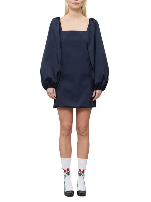 

Мини-платье BERNADETTE с пышными рукавами из тафты ava, navy