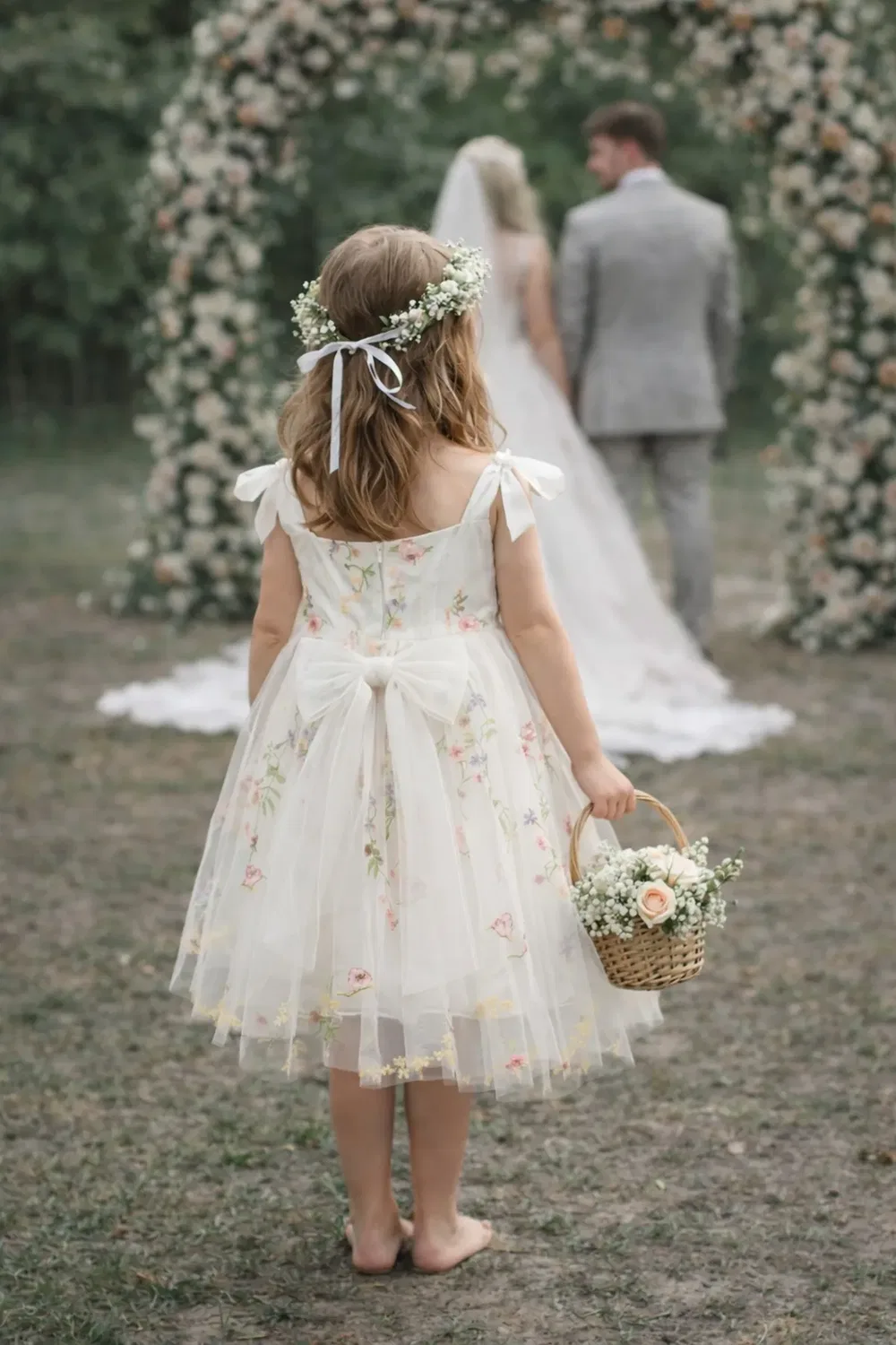 Детское платье с вышивкой Enchanted Angel Dress Uk Flower Girl Boutique, White