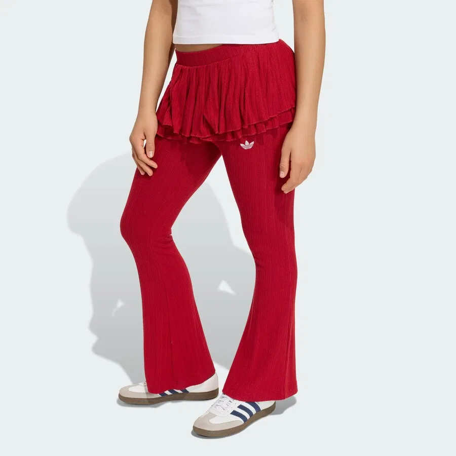 Расклешенные леггинсы ADIDAS ORIGINALS красного цвета — фото 2