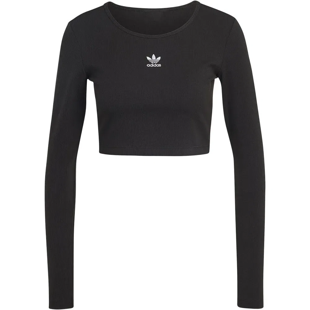Топ с длинным рукавом ребристый Adidas Originals, черный — фото 3