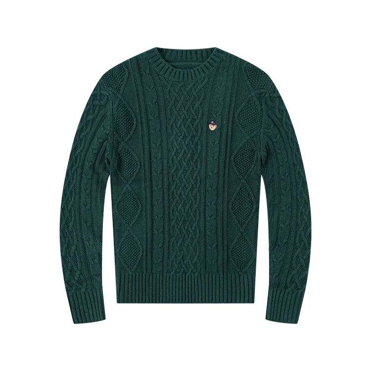 Детский свитер с принтом Evergreen Preppy Style Teenie Weenie Men, Christmas Green Soft and Tender Thermal Jacquard Old Money Style