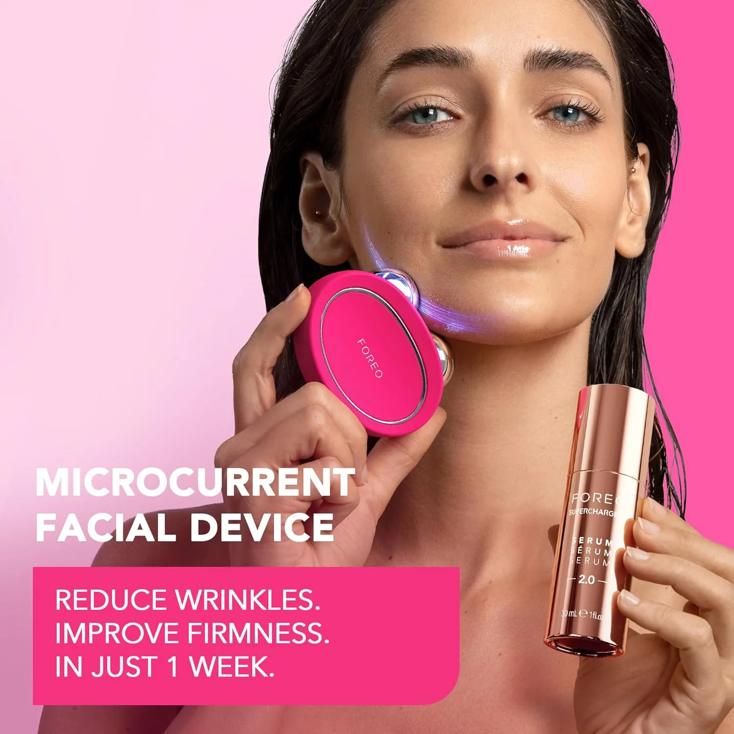 Foreo Bear 2 Advanced тонизирующее микротоковое устройство для лица - инструмент для скульптурирования, укрепления и контурирования, неинвазивное, повышает впитывание уходовых средств, цвет Fuchsia, Fuchsia — фото 2