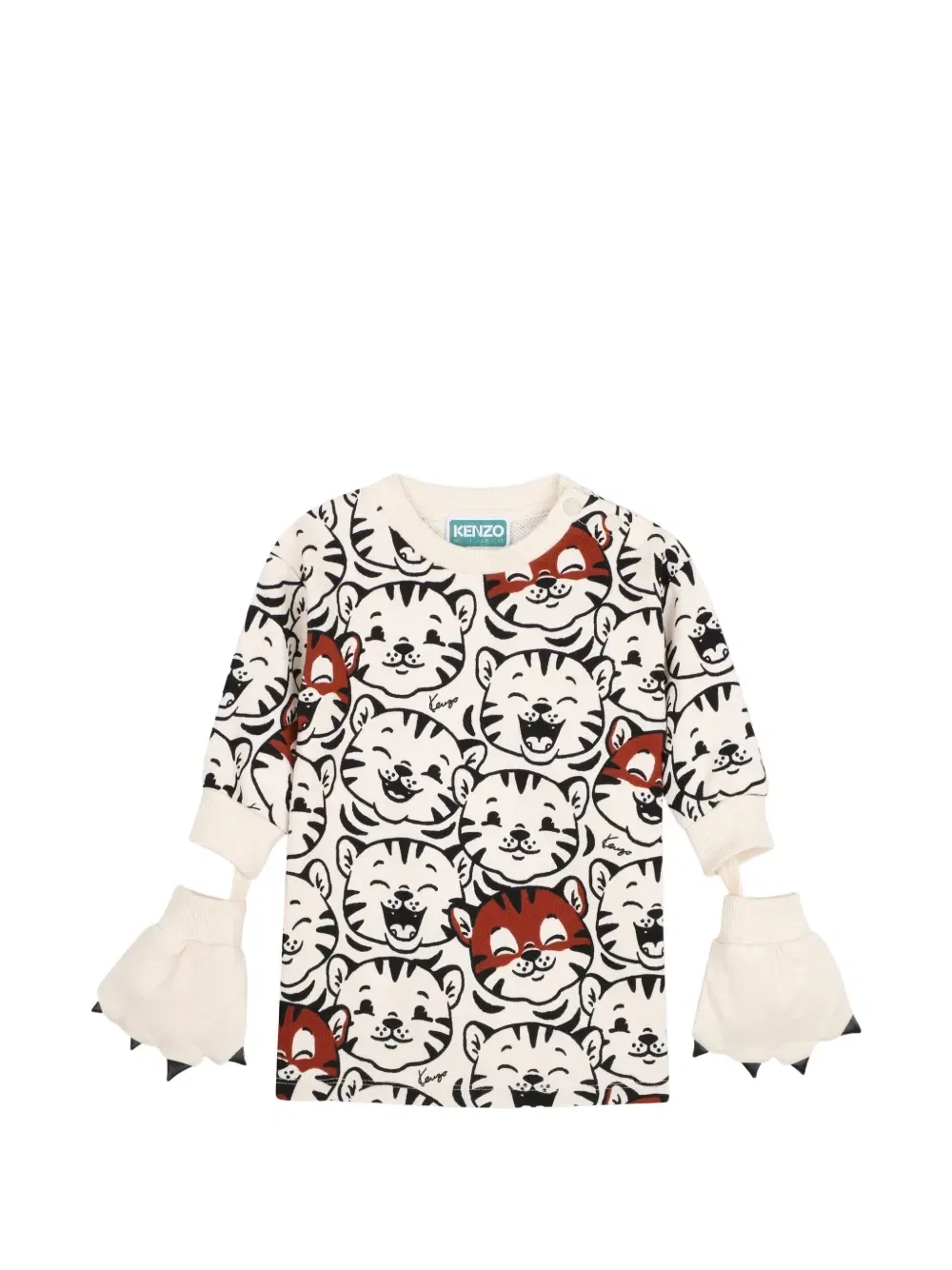 Платье с анималистичным принтом Kenzo Kids, бежевый