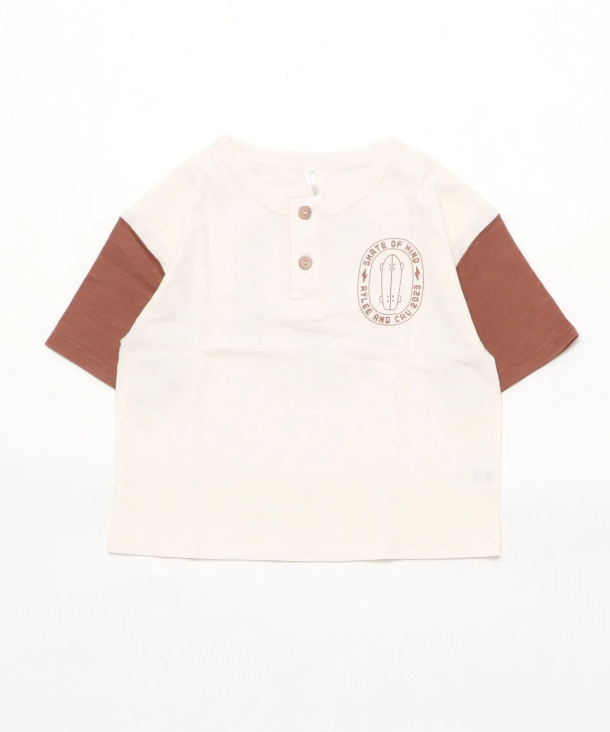 Детская футболка из хлопка с длинным рукавомSkate of Mind Rylee + Cru, White/Brown
