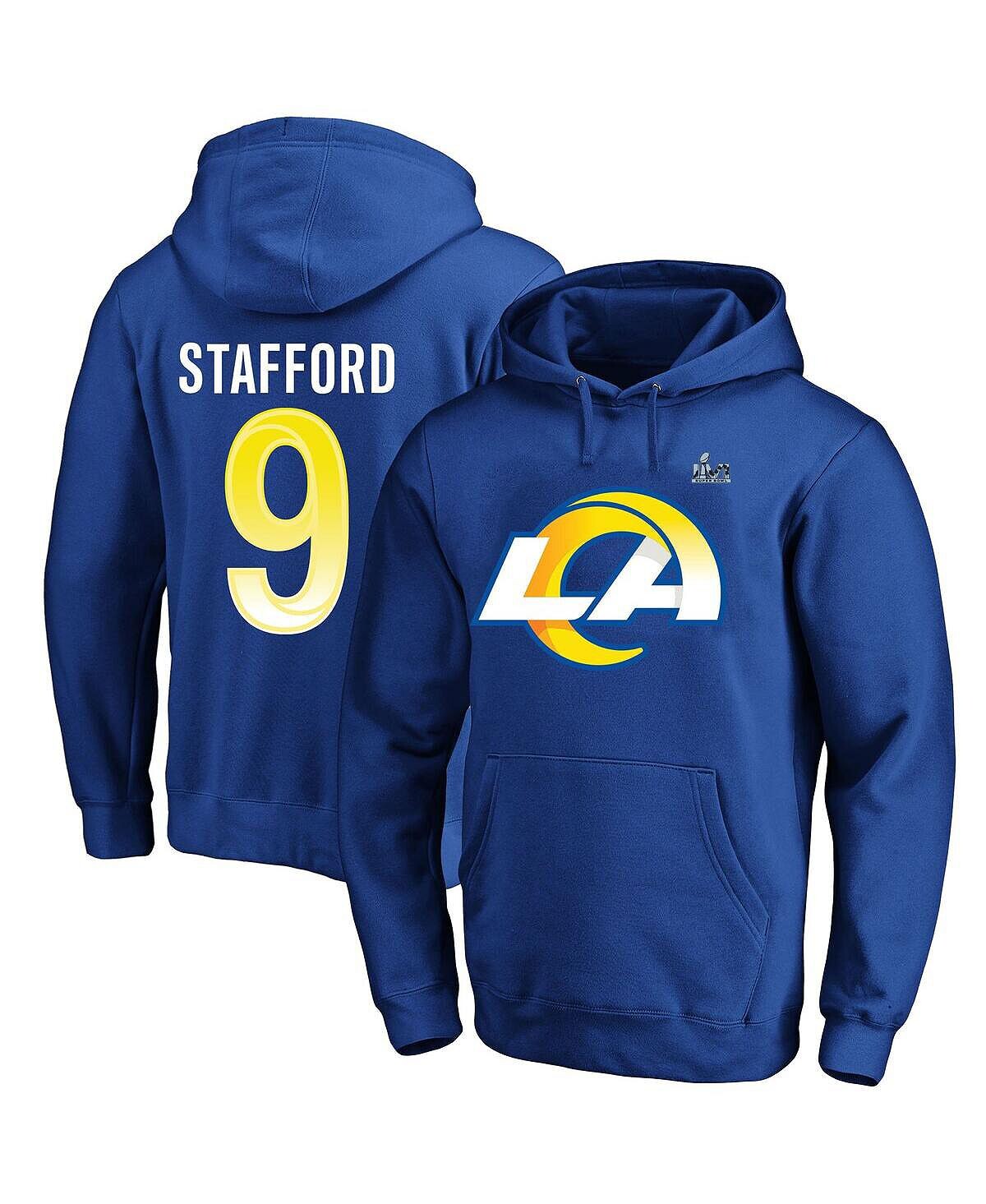 

Мужская фирменная толстовка с капюшоном matthew stafford royal los angeles rams super bowl lvi big and tall name & number Fanatics