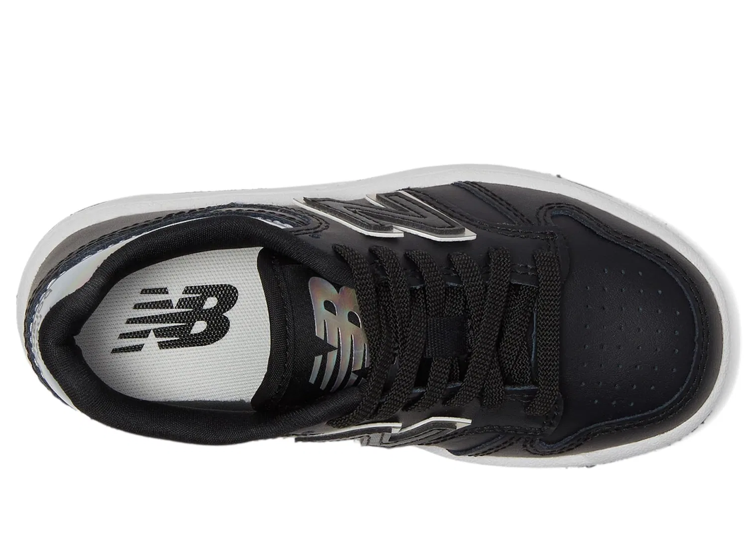 Детские кроссовки для мальчиков с ретро-дизайном 480 V1 Lace-up New Balance, Black White Iridescent — фото 2