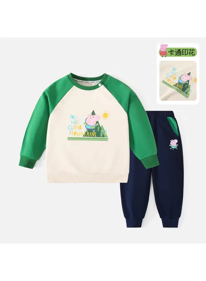 Комплект с принтом свитшот и шорты Peppa Pig, зеленый — фото 2