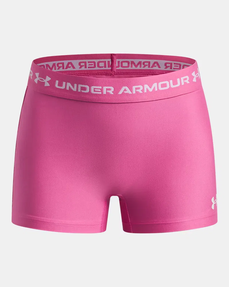 Детские спортивные шорты 7,6 см (внутренний шов) быстросохнущие HeatGear Shorty UnderArmour, Pink Frenzy/White — фото 4