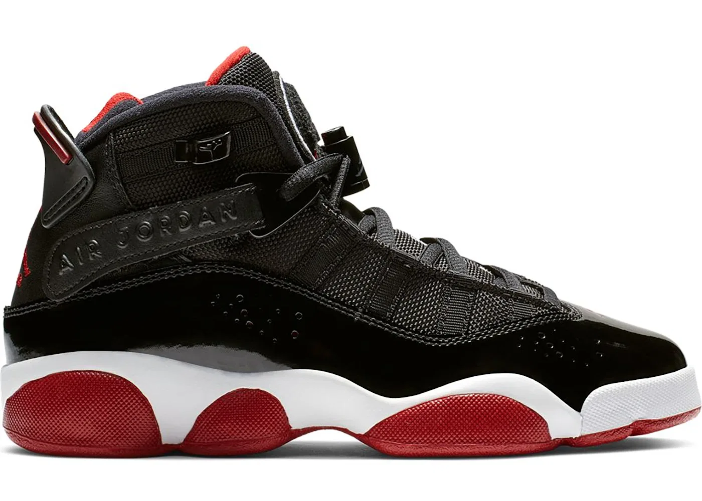 Детские кроссовки для мальчиков с принтом Jordan 6 Rings Jordan, Black/Varsity Red-White