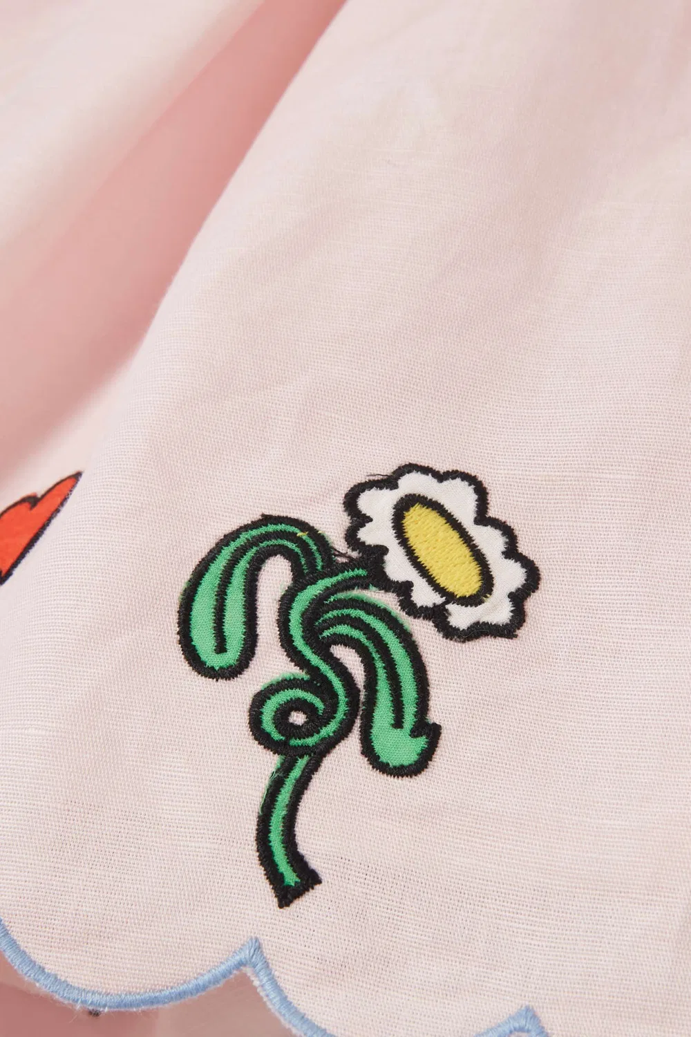 Юбка мини с вышивкой из хлопка и льна Stella McCartney — фото 4