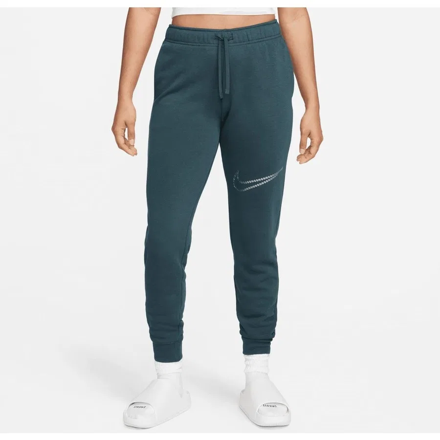 Женские спортивные штаны с принтом Swoosh Nike Sportswear Club Fleece Shine, Зеленый