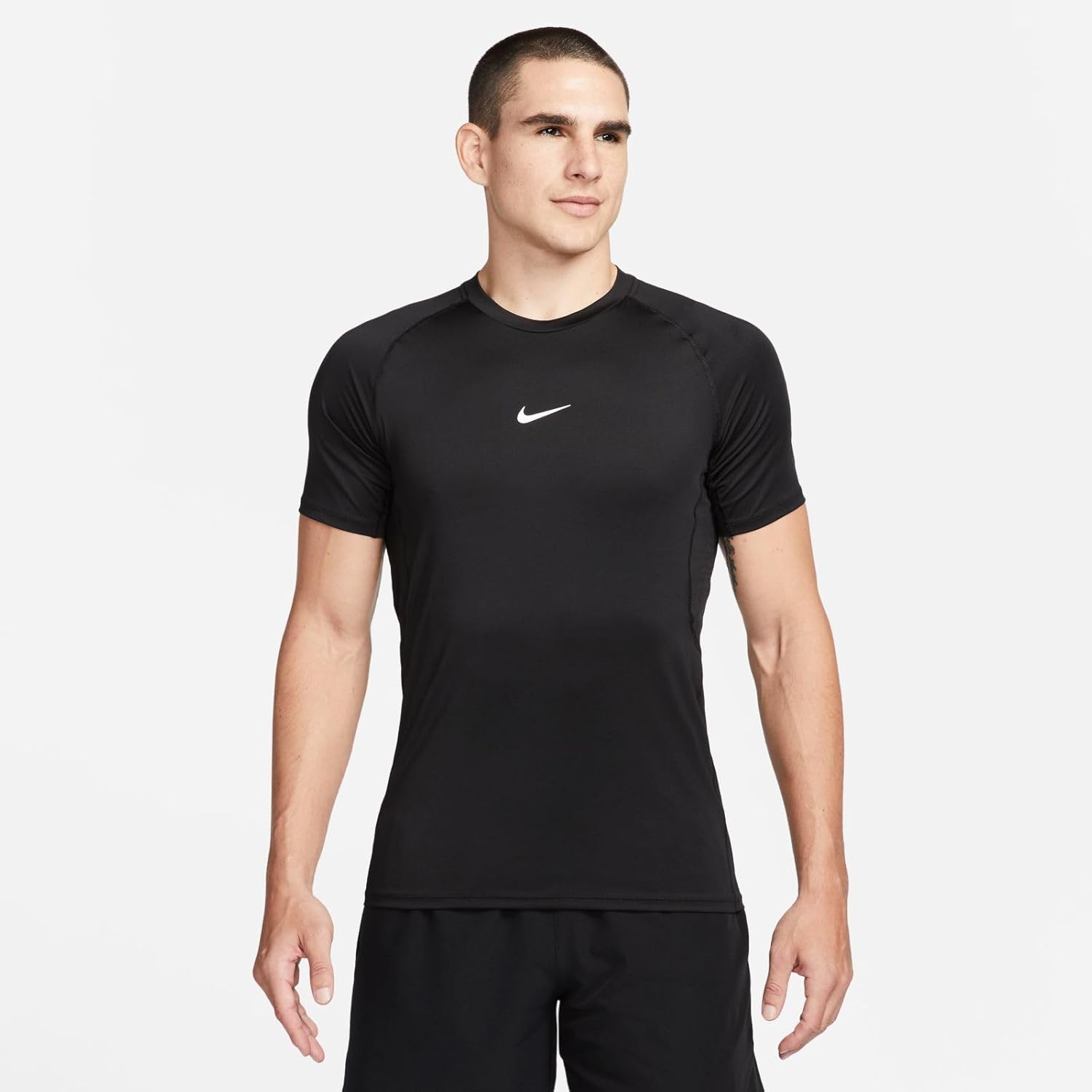 Мужская футболка Nike Pro Dri-fit Slim с коротким рукавом, Black/White — фото 2