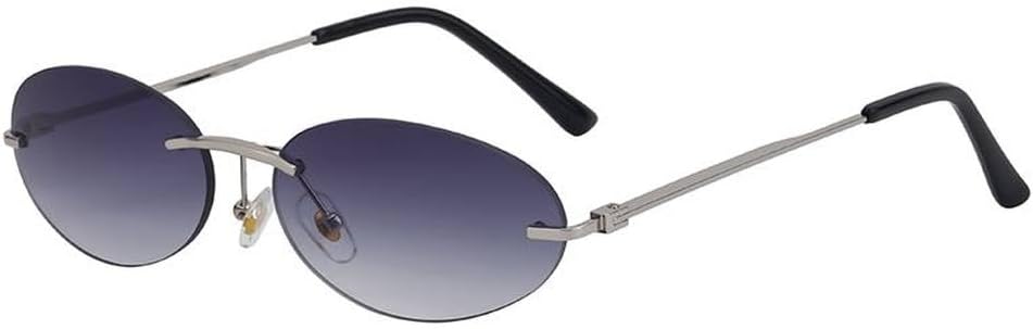 

Солнцезащитные очки в маленькой овальной оправе для женщин и мужчин, роскошные винтажные солнцезащитные очки без оправы для мужчин, Boundless Eyewear Shades UV400, SUN684 Generic, C7silverdoublegray