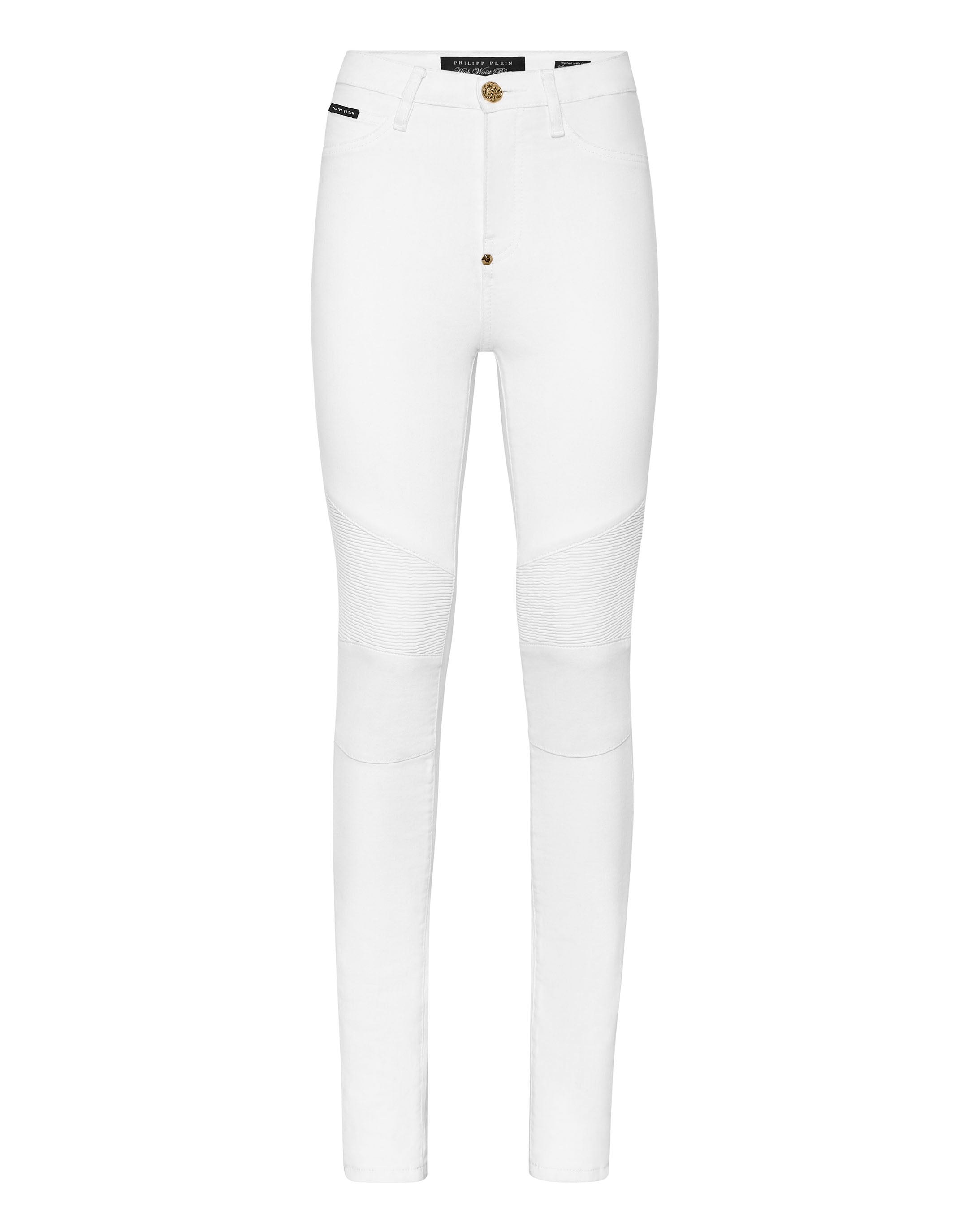 

Джинсовые байкерские брюки с высокой талией PHILIPP PLEIN, цвет summer snow