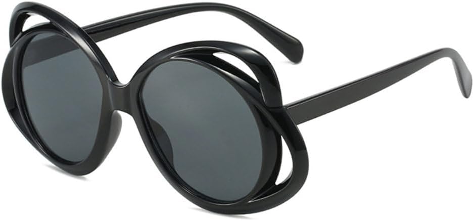 

LVTFCO Уникальные овальные женские солнцезащитные очки, модные градиентные оттенки, защита от УФ-излучения UV400, мужские солнцезащитные очки в стиле панк с ажурной отделкой, Black Gray