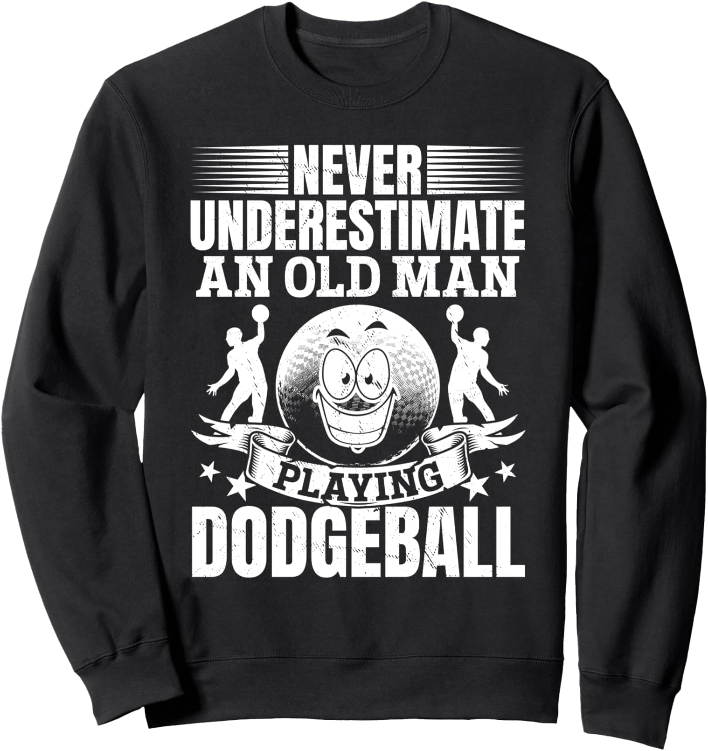 

Никогда не недооценивайте старика, играющего в доджбол (толстовка) Grandpa Dodgeball Player, черный
