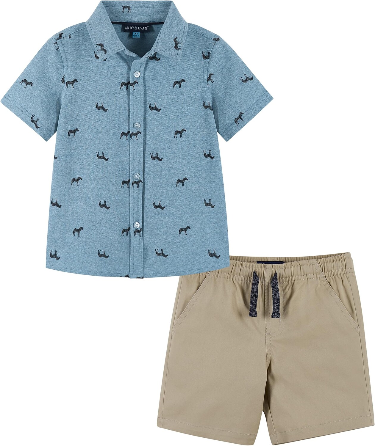 

Детский набор Andy & Evan Button-Down and Shorts Set, цвет Light Blue Zebra