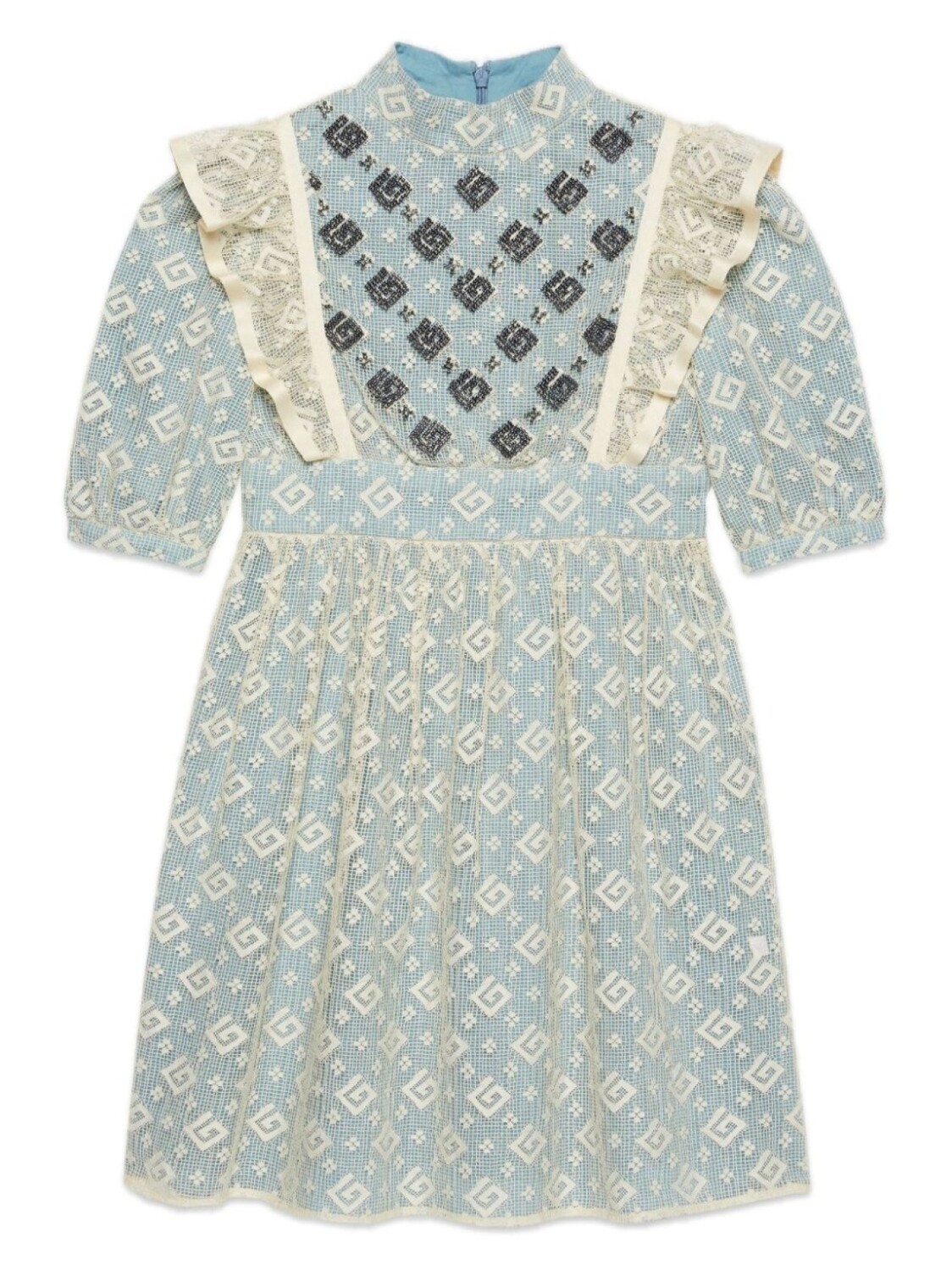 

Gucci Kids платье с короткими рукавами и вышивкой, синий