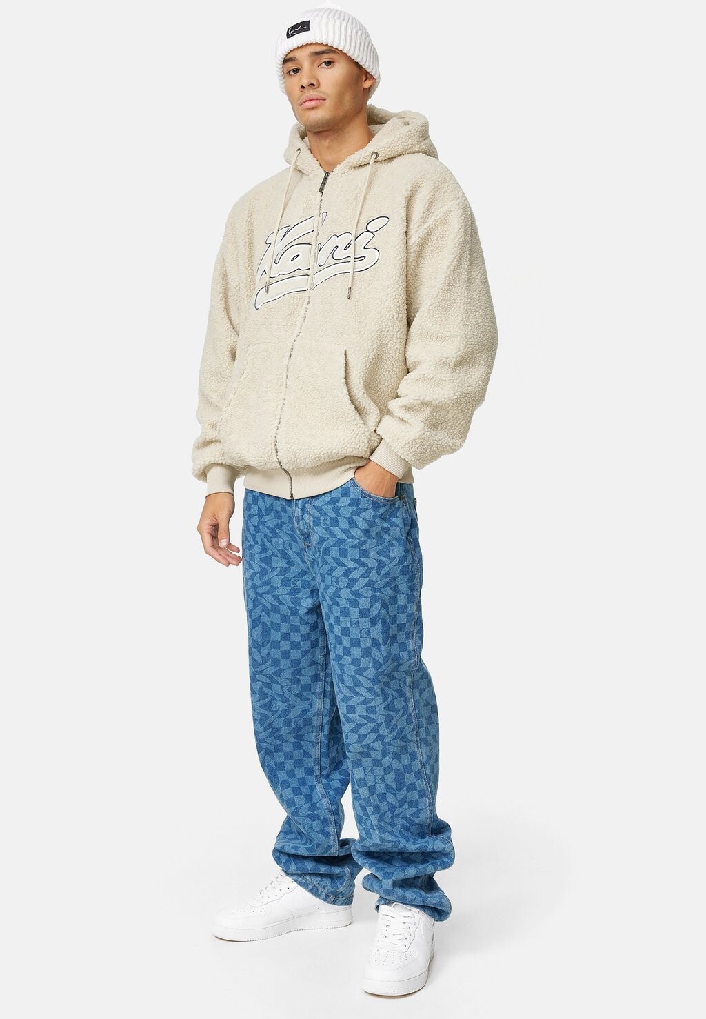 

Флисовая куртка VARSITY TEDDY ZIP HOODIE Karl Kani, кремовый, Бежевый, Флисовая куртка VARSITY TEDDY ZIP HOODIE Karl Kani, кремовый