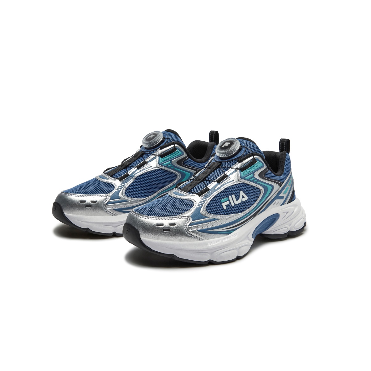 Кроссовки для бега детей и подростков Heritage FHT Lightweight Shock Absorbers Low Top FILA KIDS, синий/серебряный — фото 3