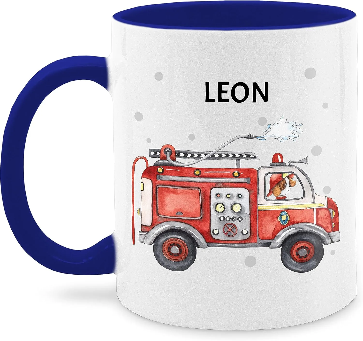 Кружка 325 мл - Fire Brigade Car - Dark Blue - аксессуары пожарного Geschenk mit Namen personalisiert by Shirtracer