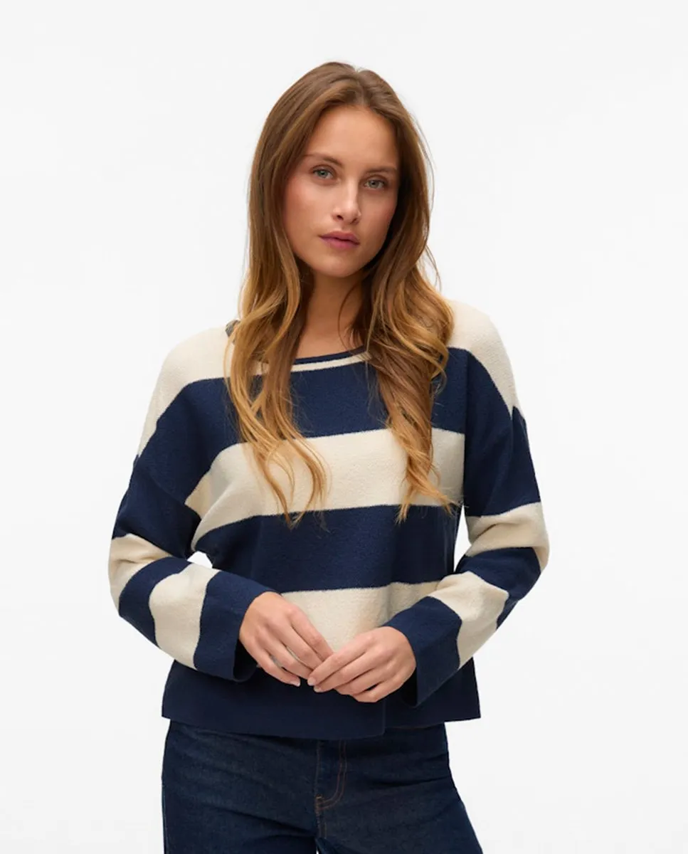 

Женский полосатый свитер тонкой вязки Vero Moda, тёмно-синий