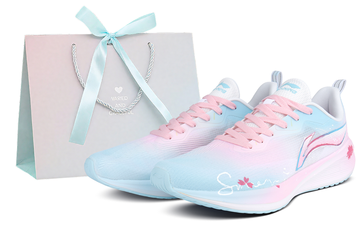 

LINING Износостойкие и легкие низкие кроссовки для повседневного бега мужские dream blue pink