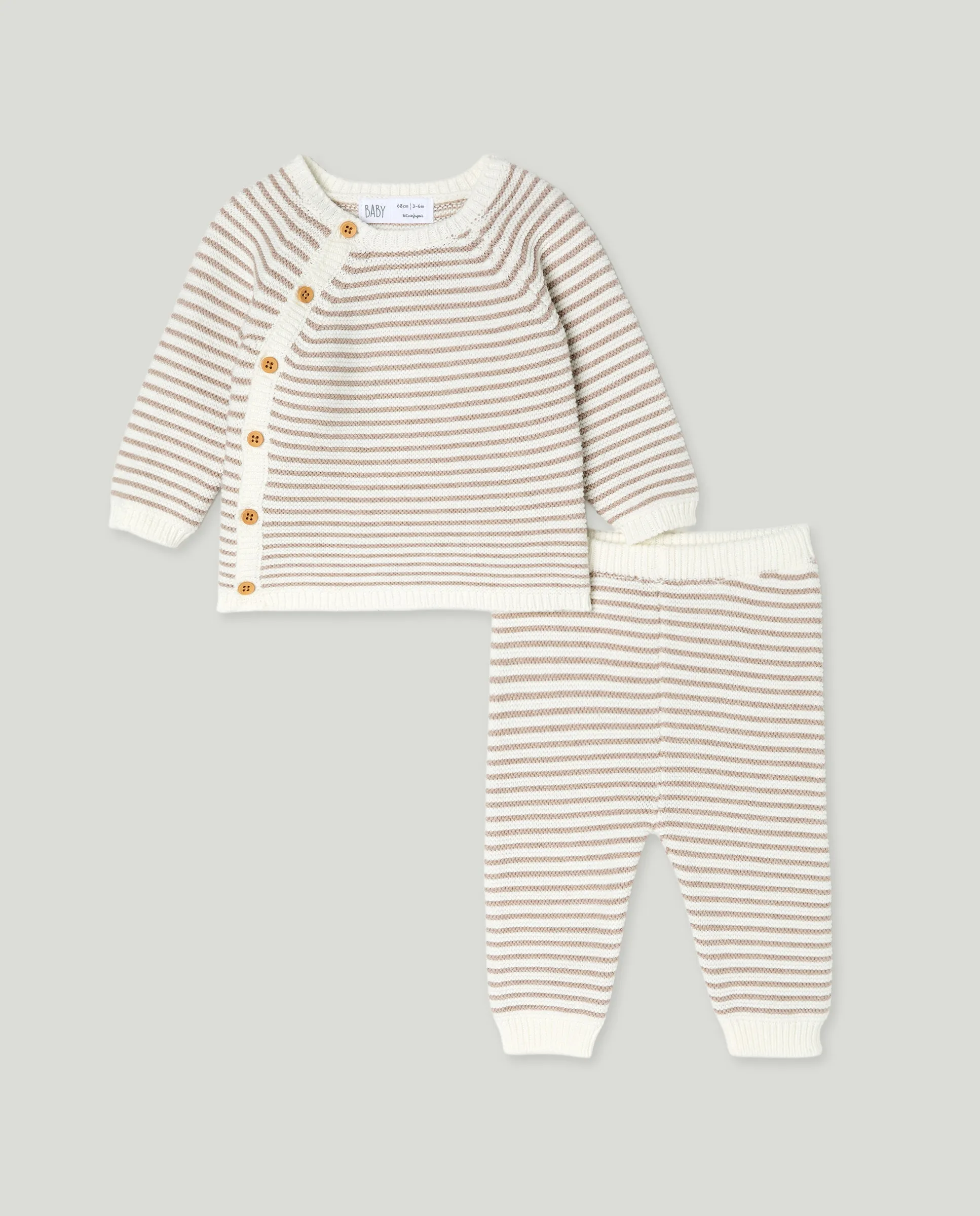 

Детский трикотажный комплект в рубчик с полосками Baby El Corte Inglés, темно-зеленый